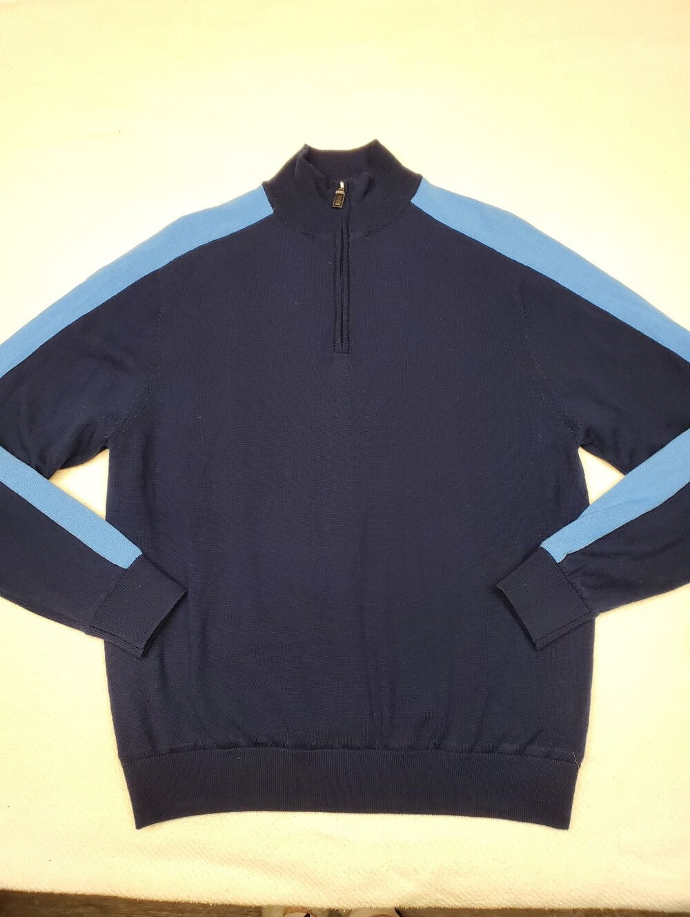 Jack Nicklaus Golden Bear Quarter Zip Golf Sweater Men's M Navy Blue Colorblock
